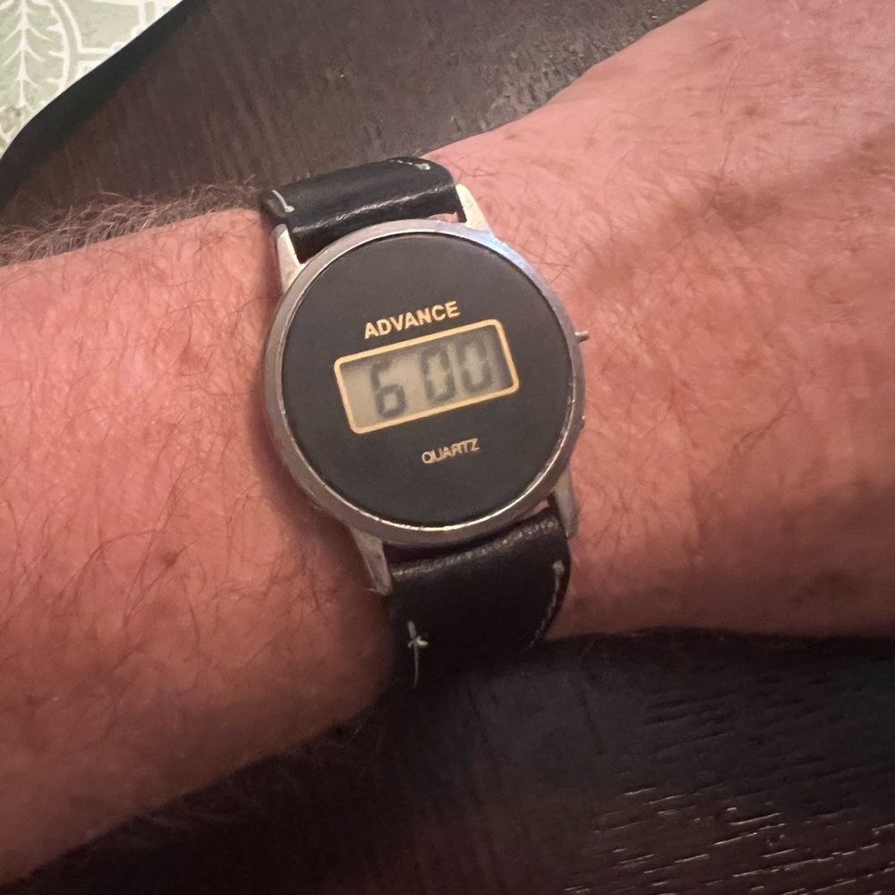 Silver and Black Quartz Digital Watch